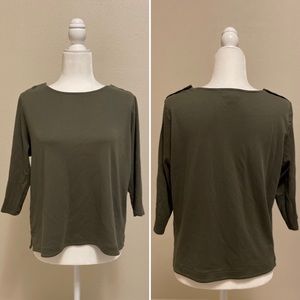 J. Jill Green 3/4 Sleeve Boat Neck Shirt Size Medium Petite